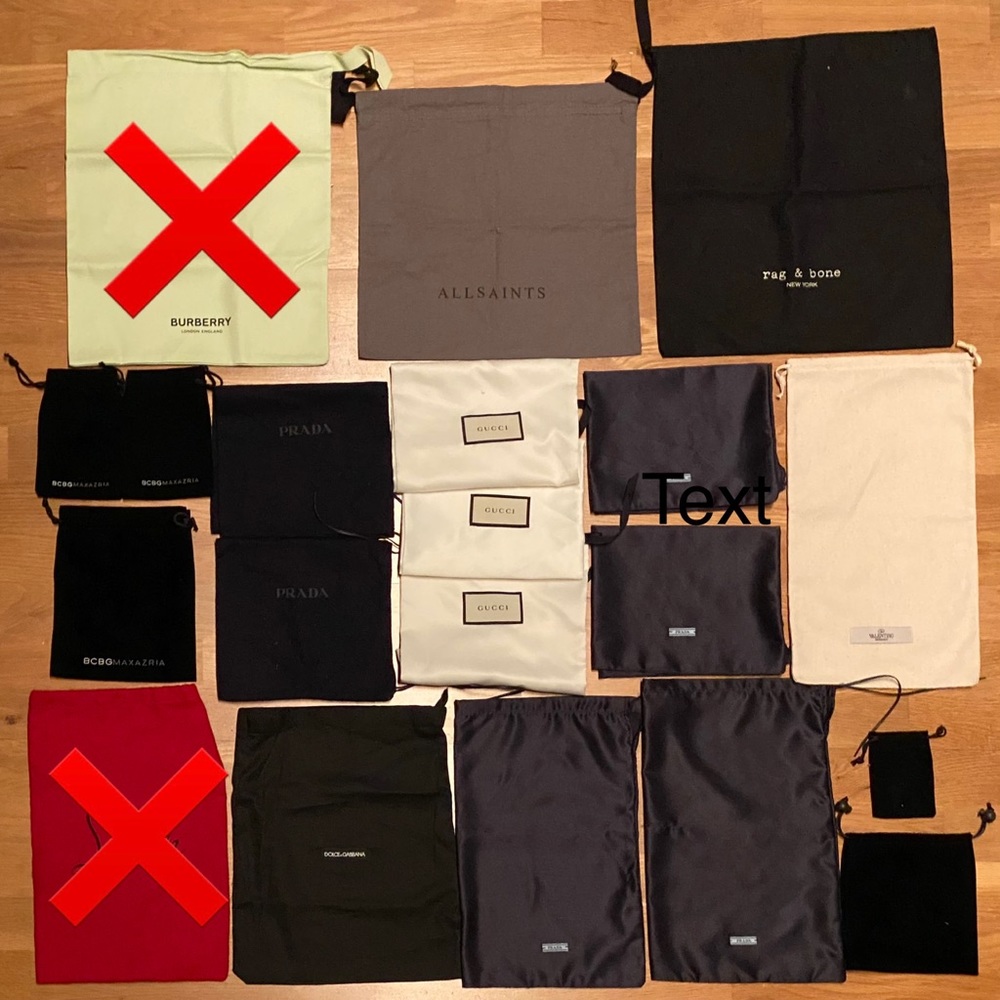20 Dust Bags: Gucci/Prada/Burberry/D&G/Valentino